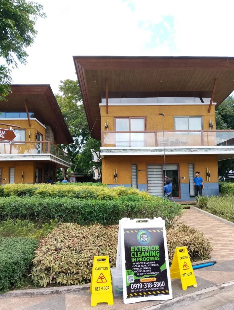 TopMop cleaning accommodation windows at Estancia de Lorenzo San Mateo Rizal